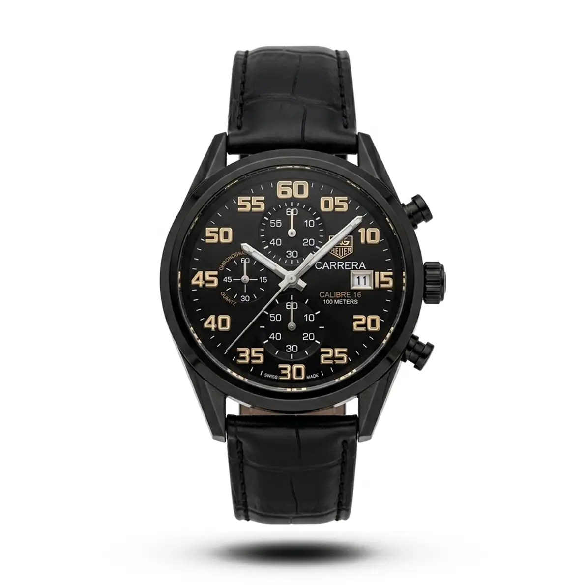product-b0be53bf-2023-4be1-83ec-3e59a936df35.webp TAG Heuer Carrera Calibre 16 black Leather black tone Watch | AA Grade Inspired - Image 1