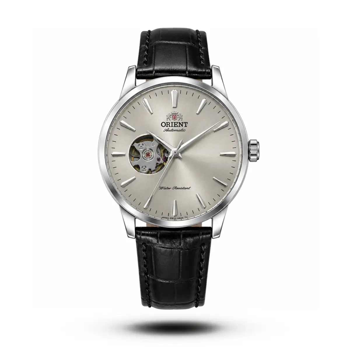 product-b0d49800-e191-4aa0-a289-54b885fb165c.webp Orient-Style Open-Heart Automatic Grey Dial Black Leather Strap Watch - Image 1