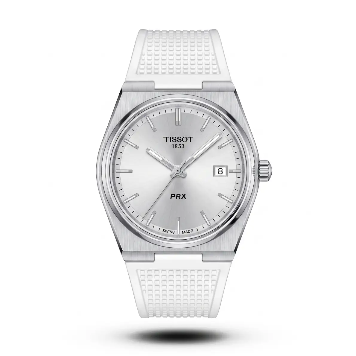 product-b62ded1e-2c80-4baa-97fc-efc5302f53ea.webp Tissot Prx Powermatic 80 White Strap Plain White Dial Watch - Image 1