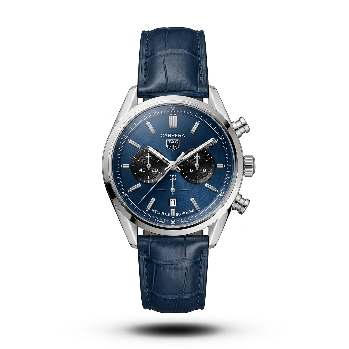 product-b6b1bcc5-4e4d-46da-b06f-310955cade36.webp TAG Heuer Carrera Chrono Bi-Compax blue belt silver case Watch | AA Grade Inspired - Image 1