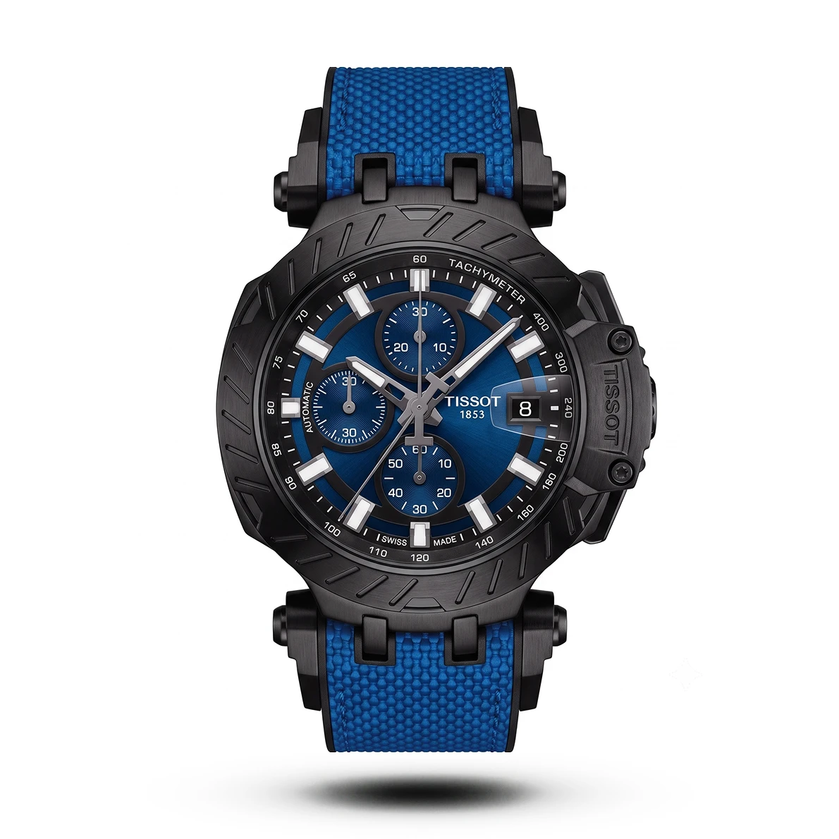 product-b9dab87b-34ff-4c88-8f02-854d7db74291.webp Tissot-Style T-Race Blue Silicone Strap Black Case Blue Dial Watch - Image 1
