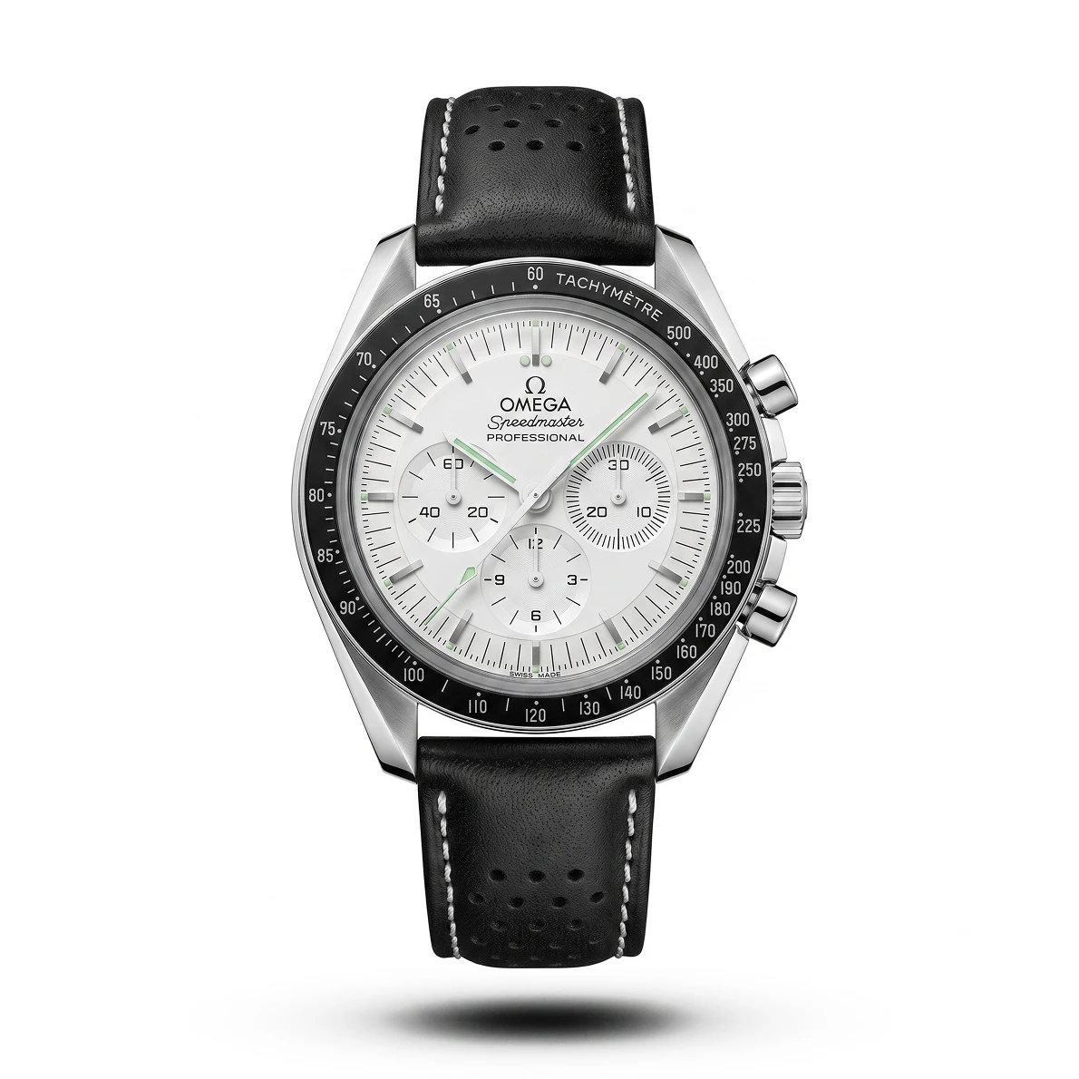 product-bb883da5-e6f4-4a6d-8abf-40229ace7117.webp Omega-Style Speedmaster Professional White Dial Leather Watch - Image 1