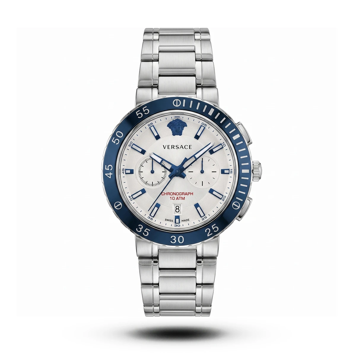 product-c04517bf-b917-49ff-b14e-11c9e10b2b8f.webp Versace-Style Sport Tech Chronograph White Dial Blue Bezel Watch - Image 1