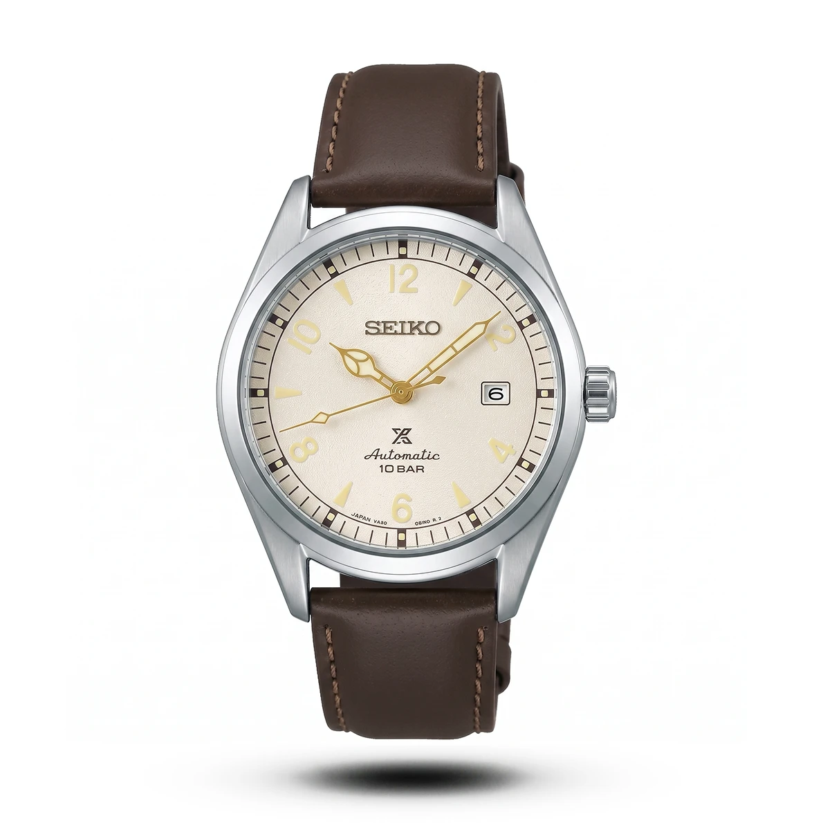 product-ca86d9f0-a586-4c78-9d15-6514a44b0741.webp Seiko-Style Prospex Alpinist Automatic Brown Leather White Dial Watch - Image 1