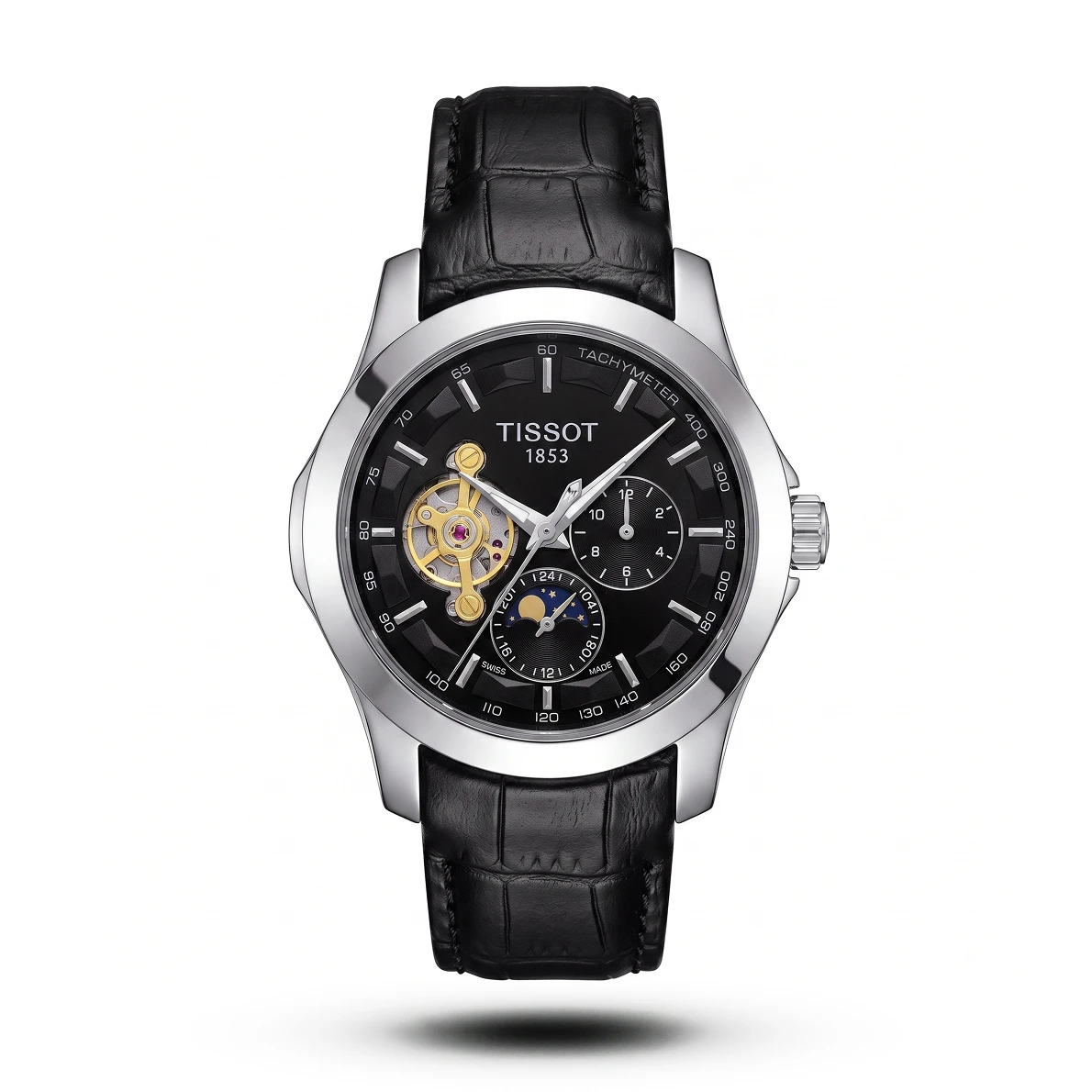 product-cea61b1d-8b67-4ff8-a3ef-dd22e16370df.webp Tissot-Style Couturier Open-Heart Black Leather Black Dial Watch - Image 1