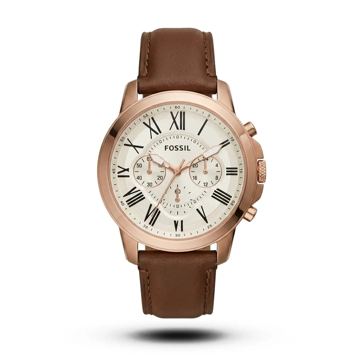 product-d306c472-1288-40d8-a7a4-34cecea2d4ab.webp Fossil-Style Grant Chronograph Roman Mustard Leather Rose Gold Tone Watch - Image 1