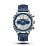 Breitling-Style Top Time Zorro Perforated Blue Strap White Dial Watch