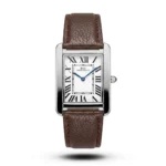 Ibso Tank Roman Numeral Brown Leather White Dial Watch