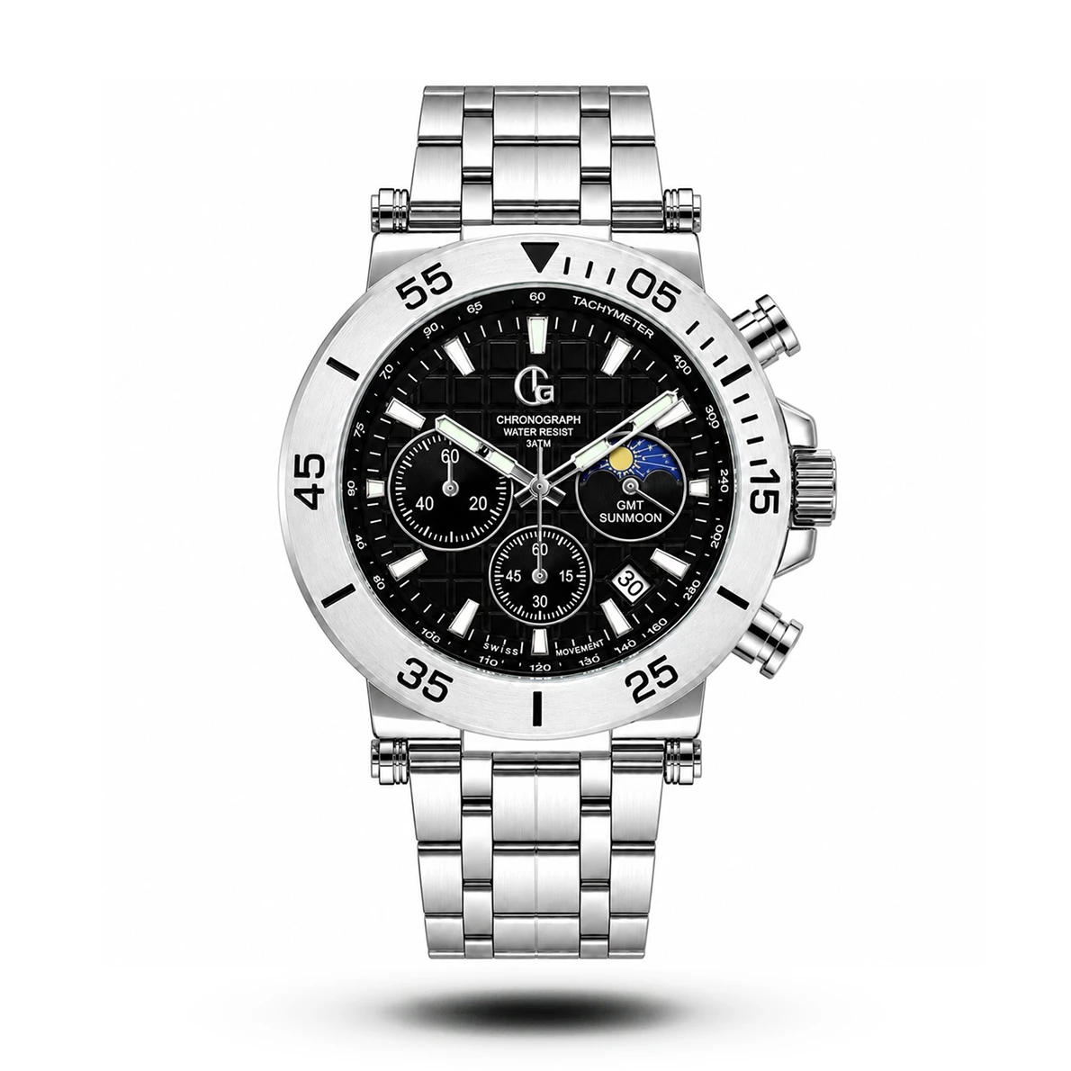product-d3ebd13d-0461-4dd5-8fa4-a1016a36a107.webp GC-Style Chronograph GMT Sun & Moon Black Dial Watch - Image 1