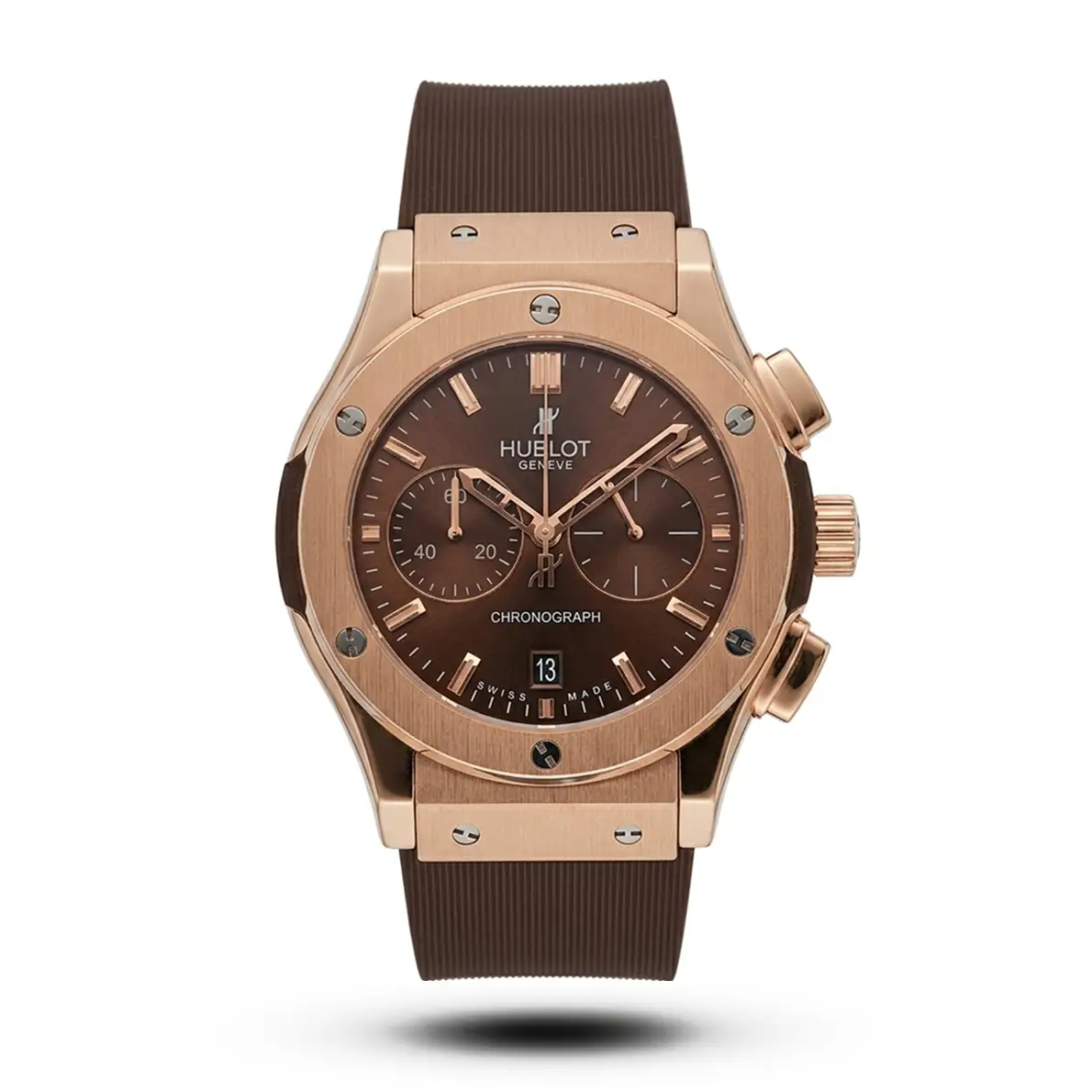 product-d5dc8068-f14e-4aba-898e-1abf5c05cd84.webp Hublot-Style Classic Fusion Chronograph Brown Strap Rose Gold Case Watch - Image 1