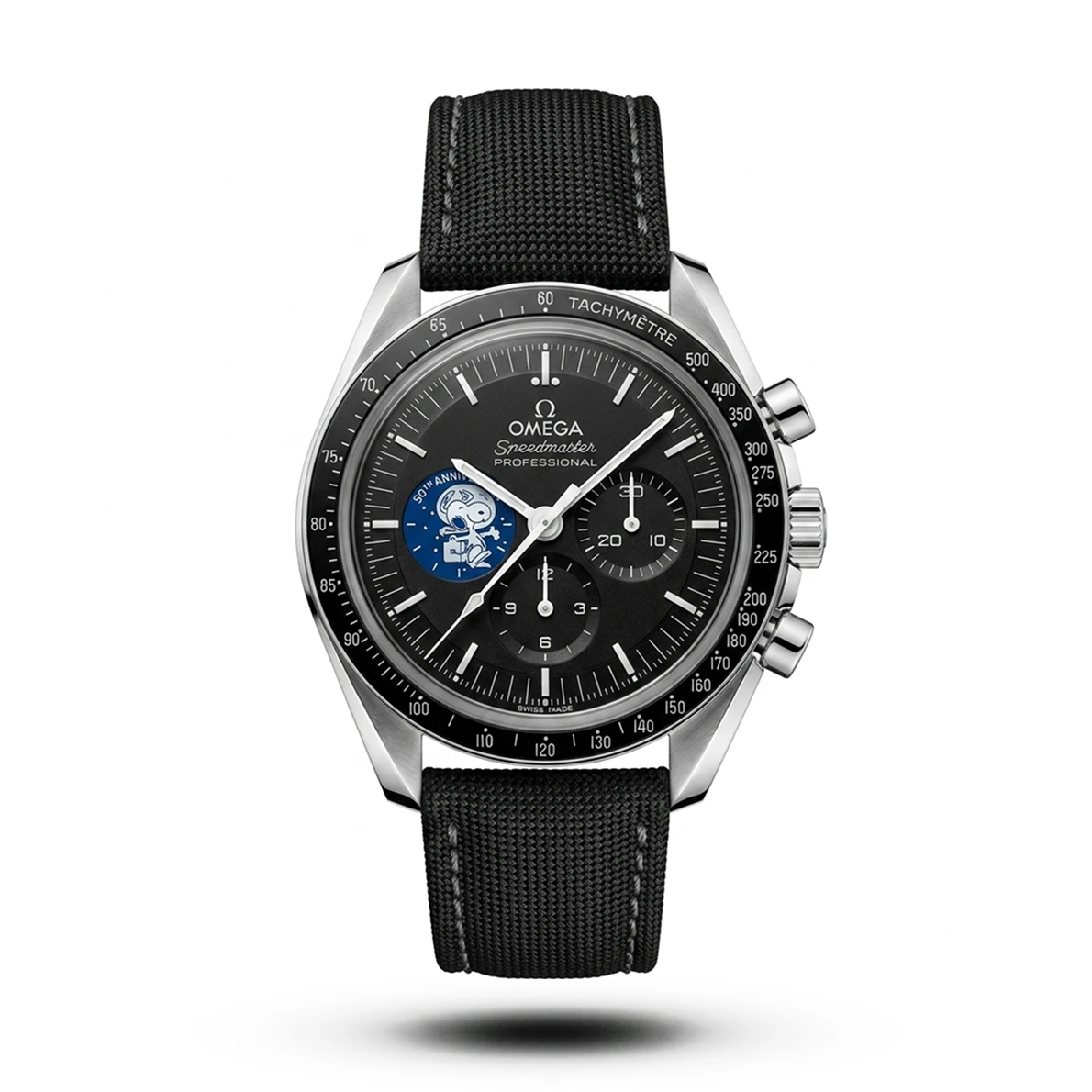 product-d7d34460-8379-44a8-adbc-05e982ce7600.webp Omega-Style Speedmaster Snoopy 50th Anniversary Black Dial Watch - Image 1