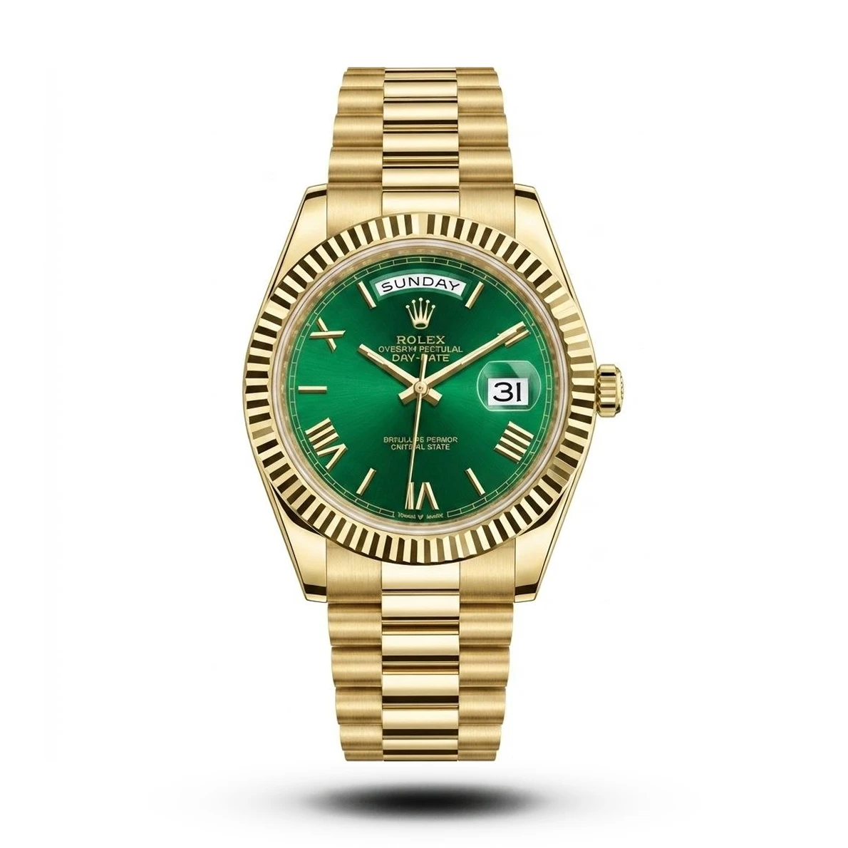 product-d9347d19-4fb8-4da7-98c3-d52b328eb361.webp Rolex Day-Date Presidential Roman Dial gold tone green dial Watch | AA Grade Inspired - Image 1