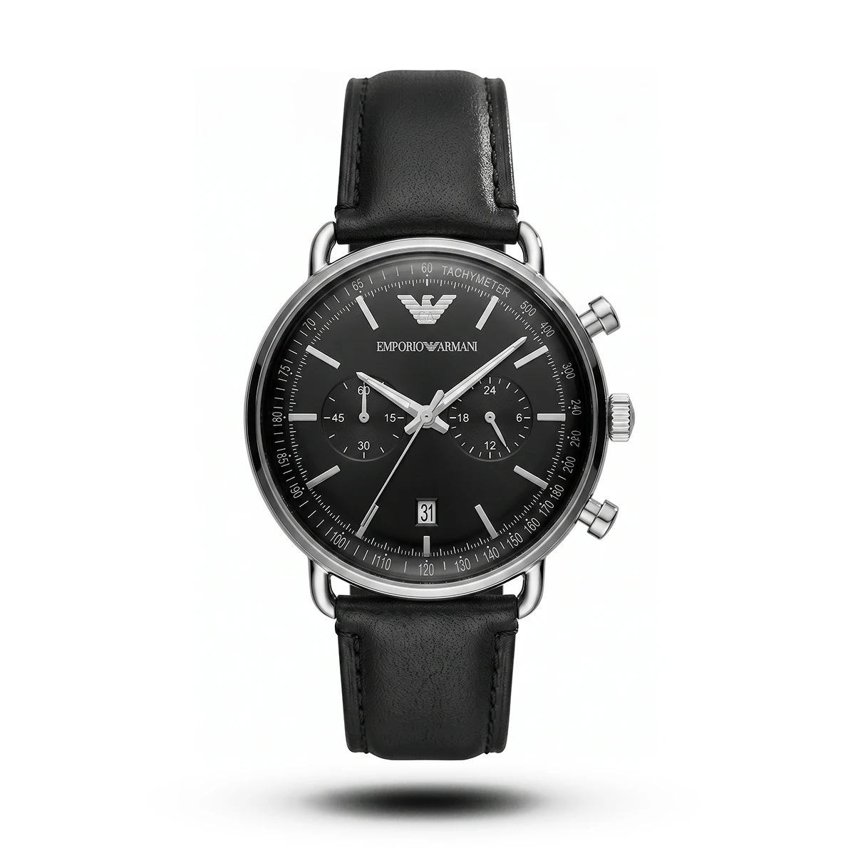 product-db7d861c-15b1-49c8-95a0-ccb779d1a1c1.webp Emporio Armani-Style Black Dial Black Leather Strap Men's Watch - Image 1