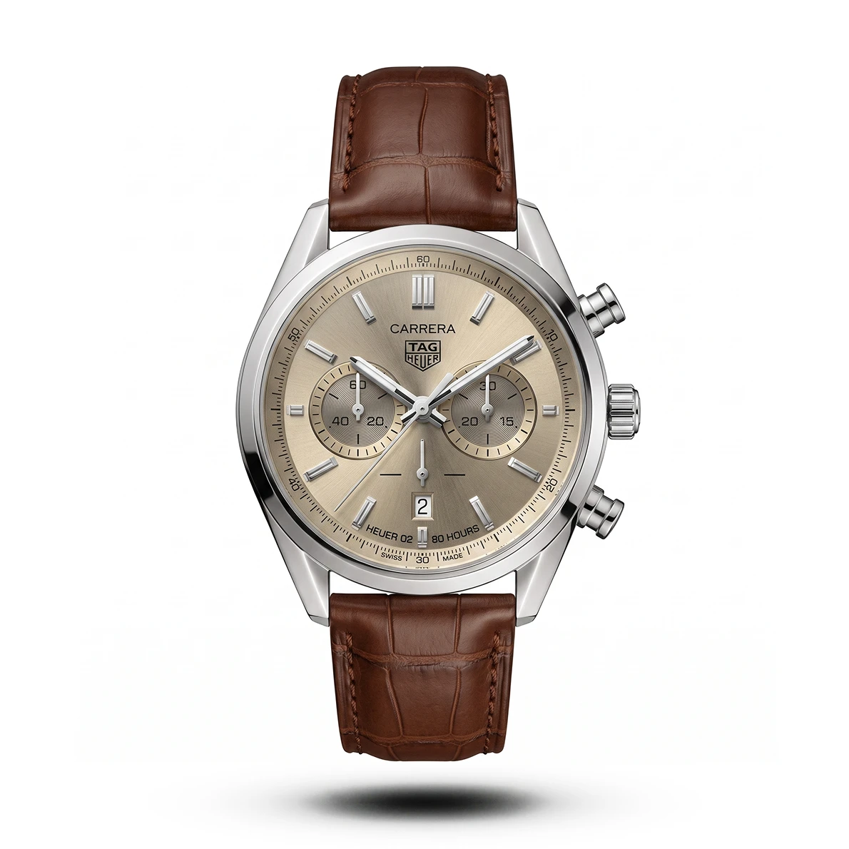 product-dbd296c0-ba14-4ca8-ab57-44e906c923c0.webp TAG Heuer Carrera Chrono Bi-Compax brown belt silver case grey dial Watch | AA Grade Inspired - Image 1