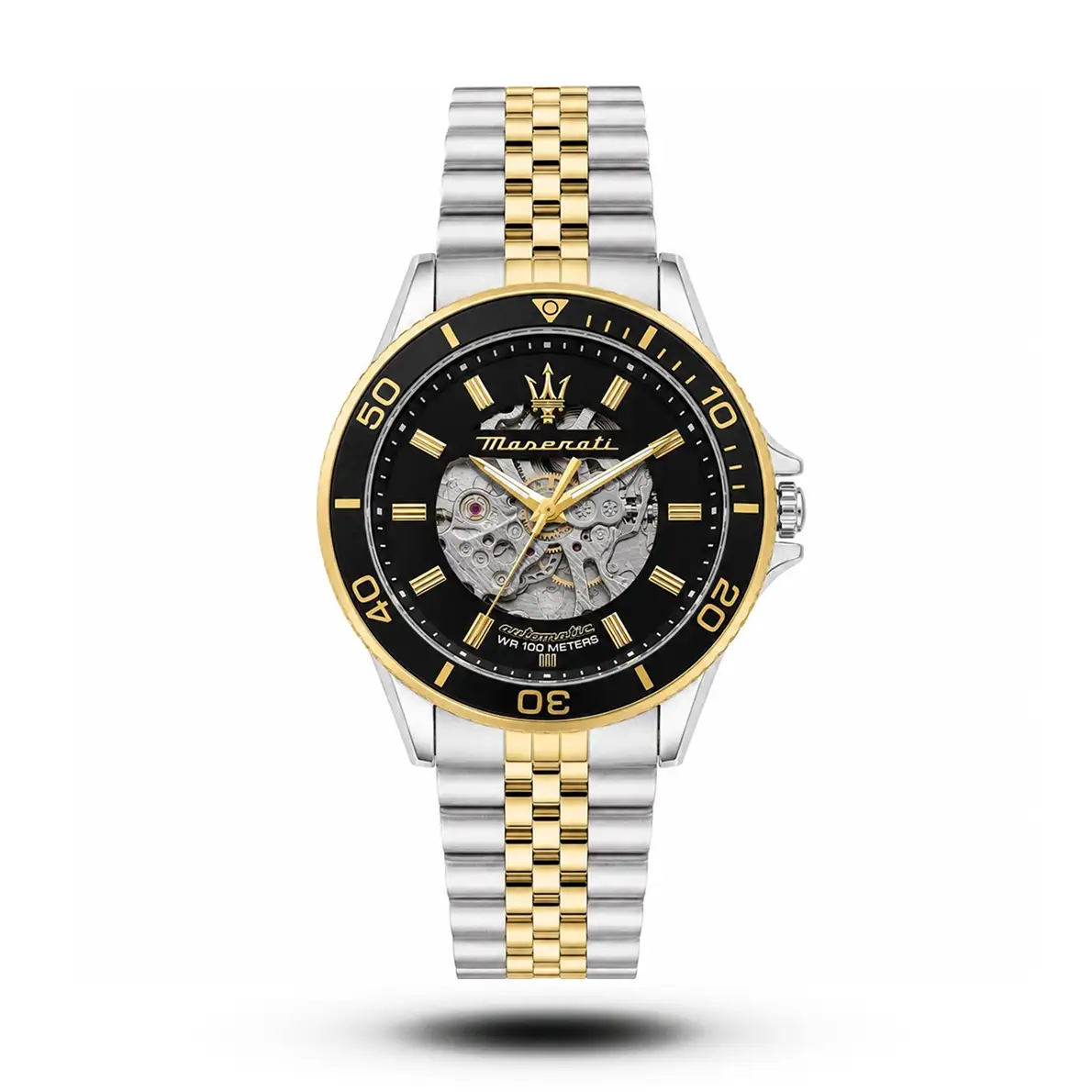 product-de88f19a-9d07-4bc3-a42d-216d0a6b7286.webp Maserati-Style Sfida Skeleton Auto Gold Silver Tone Dial Watch - Image 1