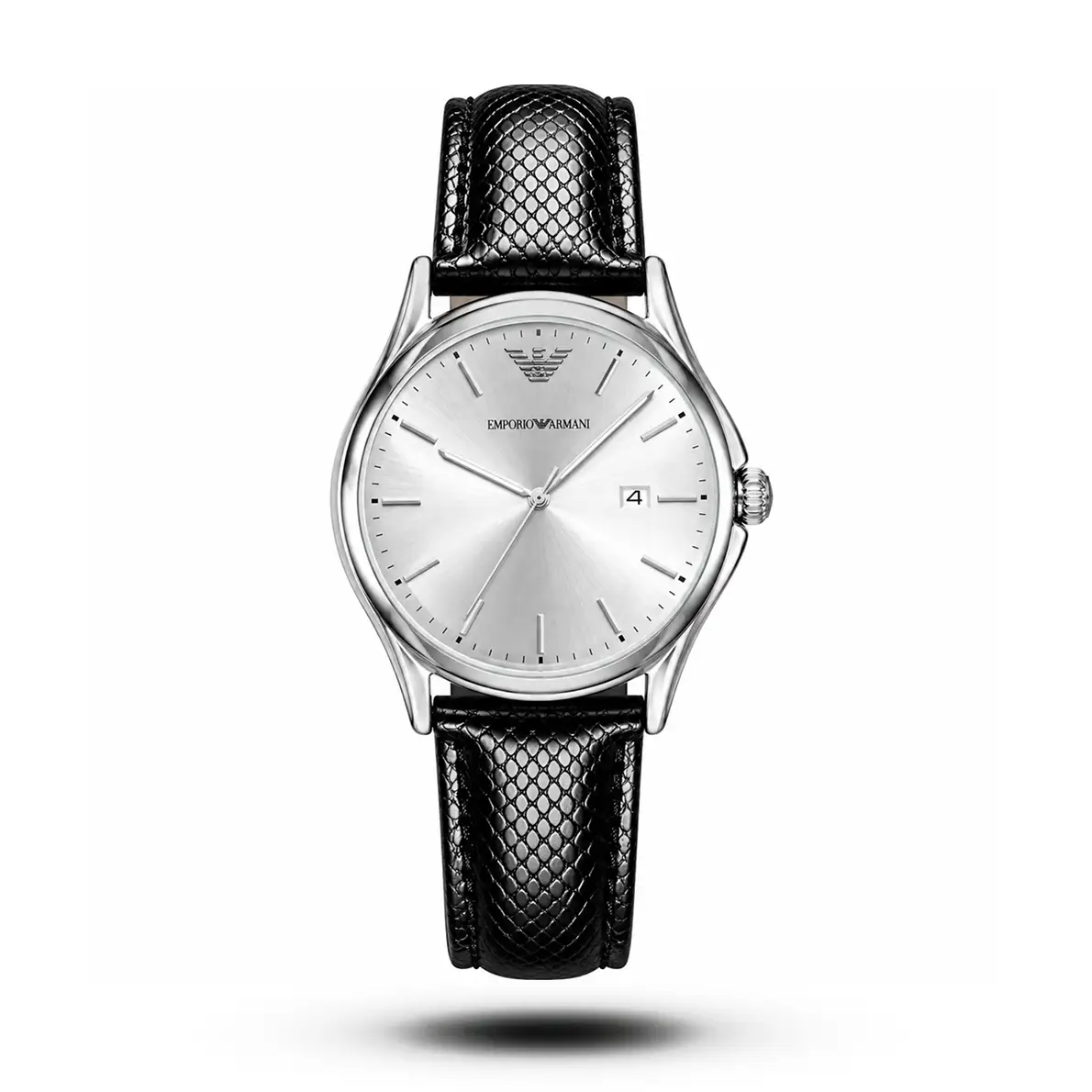 product-e51c8095-90a3-4939-82a8-1e0bcfc52283.webp Emporio Armani Classic Textured Black Leather White Dial Watch - Image 1