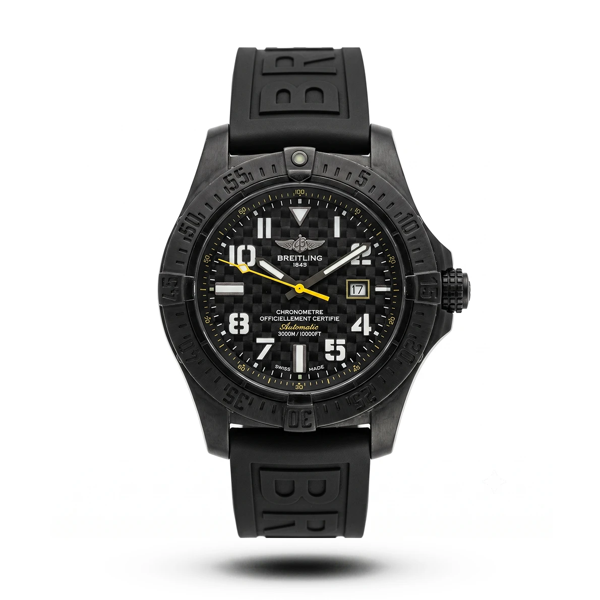product-e74da78f-9884-4ea5-ab05-947a8bca33da.webp Breitling Avenger Seawolf Carbon Dial Black Rubber Strap Watch - Image 1