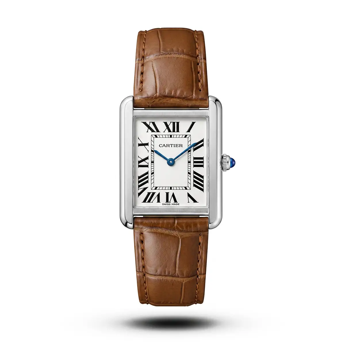 product-ec59470a-9f29-4874-8490-f50896120dee.webp Cartier Tank Must Brown Strap White Dial Men'S Watch - Image 1