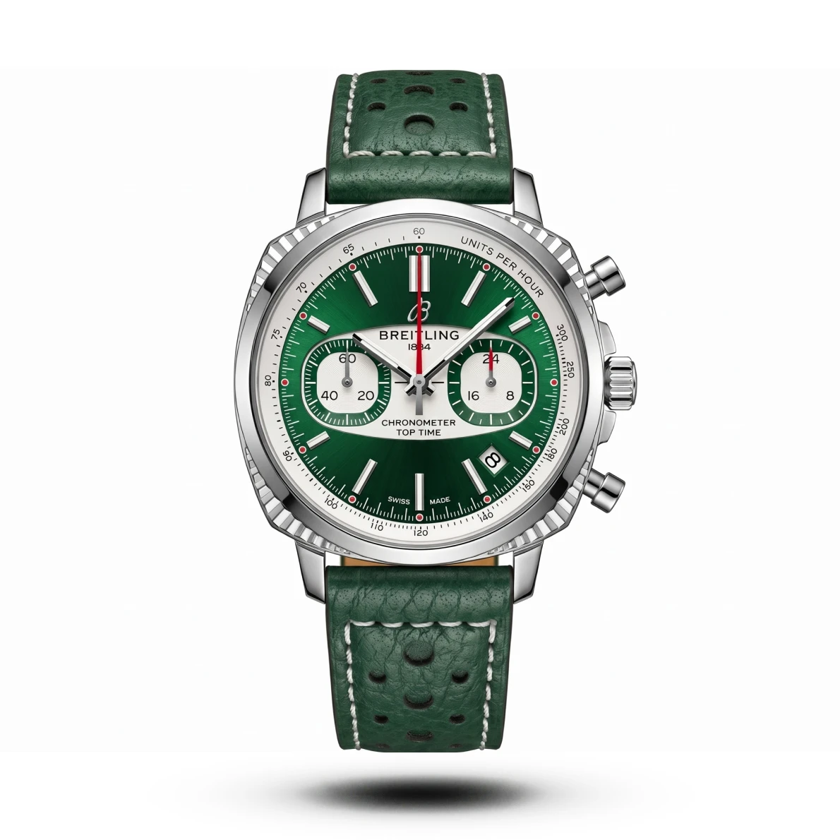product-ecc1182c-09e8-44fb-9d9b-971939ff3ccb.webp Breitling-Style Top Time Zorro Perforated Green Strap Green Dial Watch - Image 1
