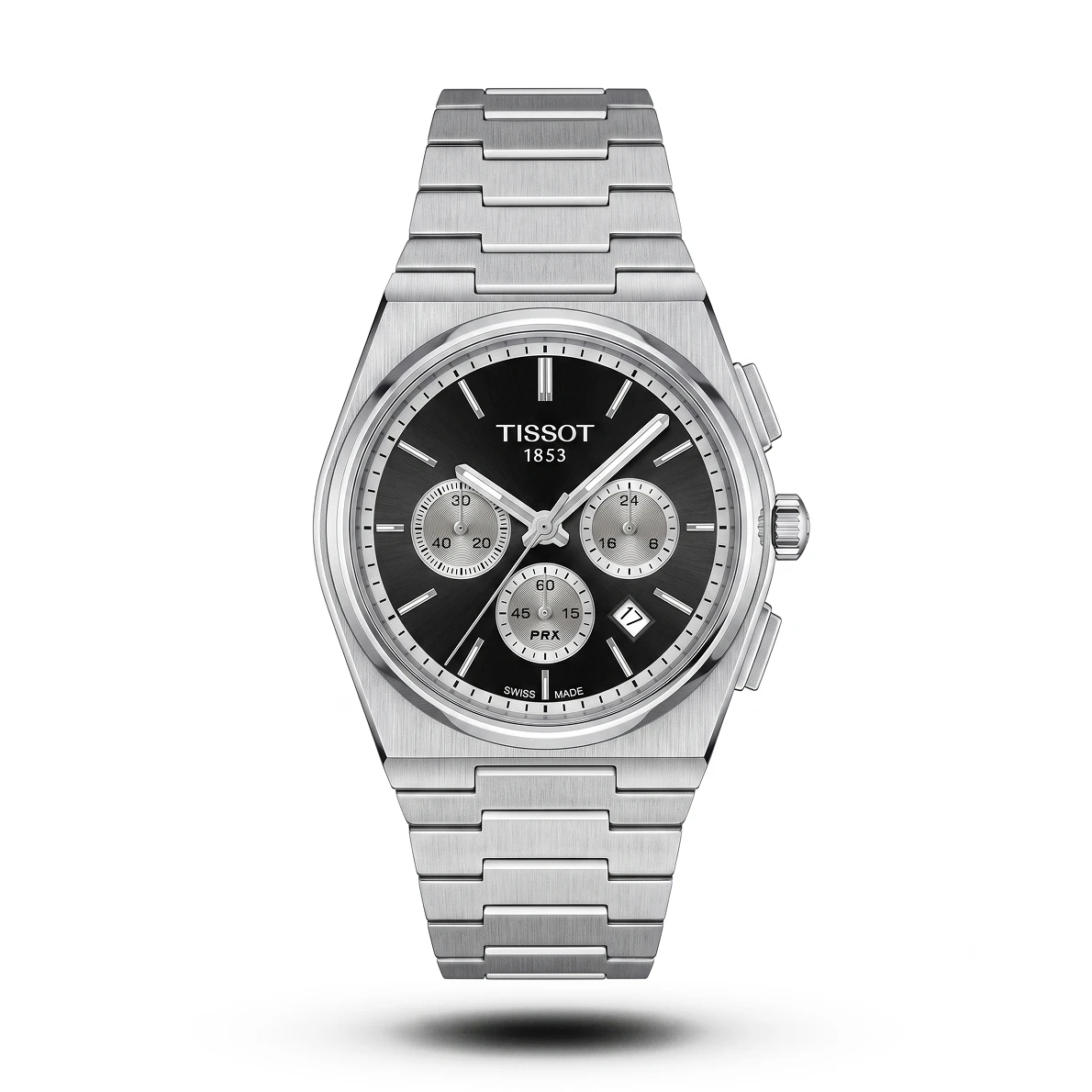 product-ed8303dc-8df1-41e7-9ed5-d84bb884e066.webp Tissot-Style PRX Chronograph Integrated Black Panda Dial Watch - Image 1