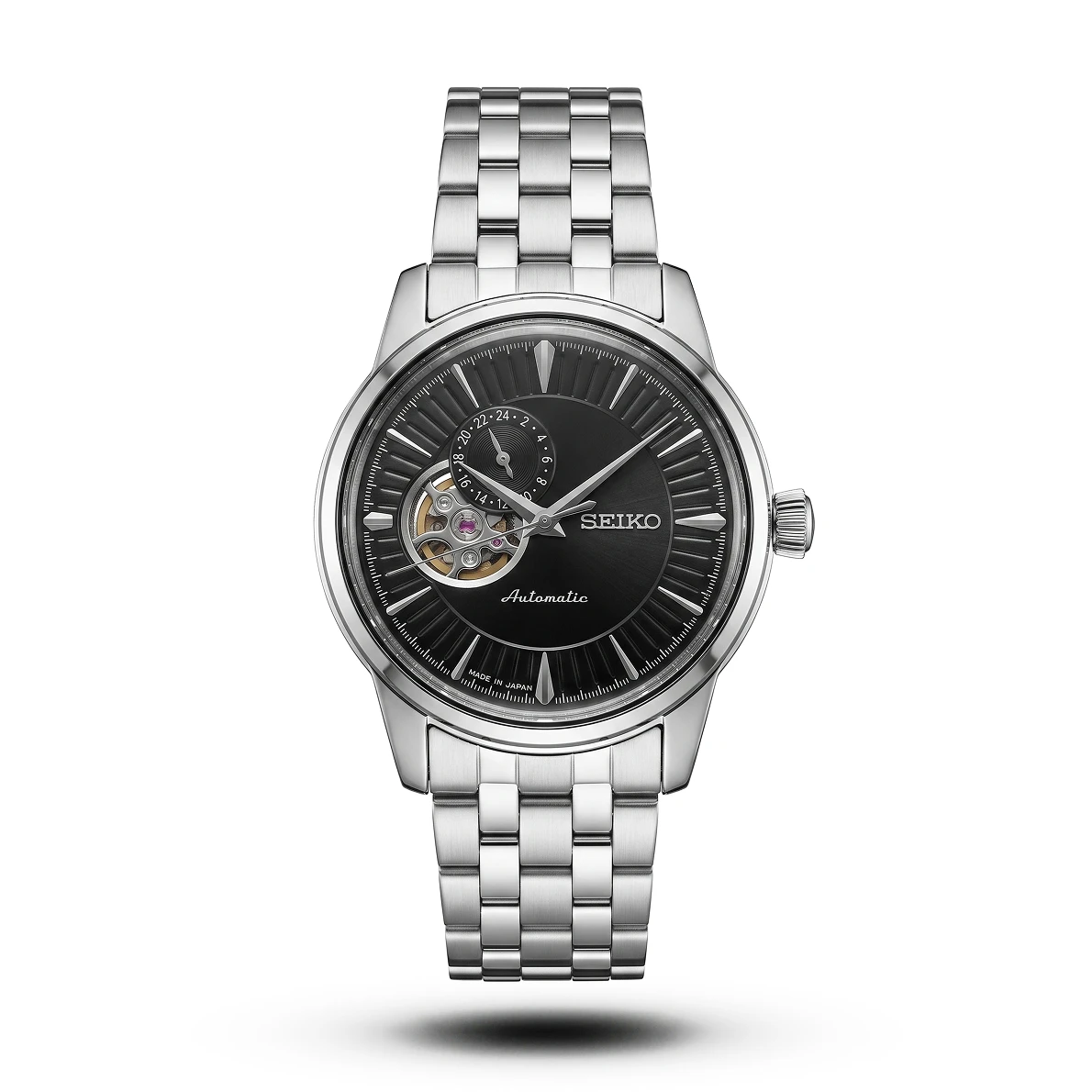product-efe0facd-f89f-4a0d-819c-7c5df00f2a20.webp Seiko-Style Presage Open-Heart Automatic Black Dial Watch - Image 1
