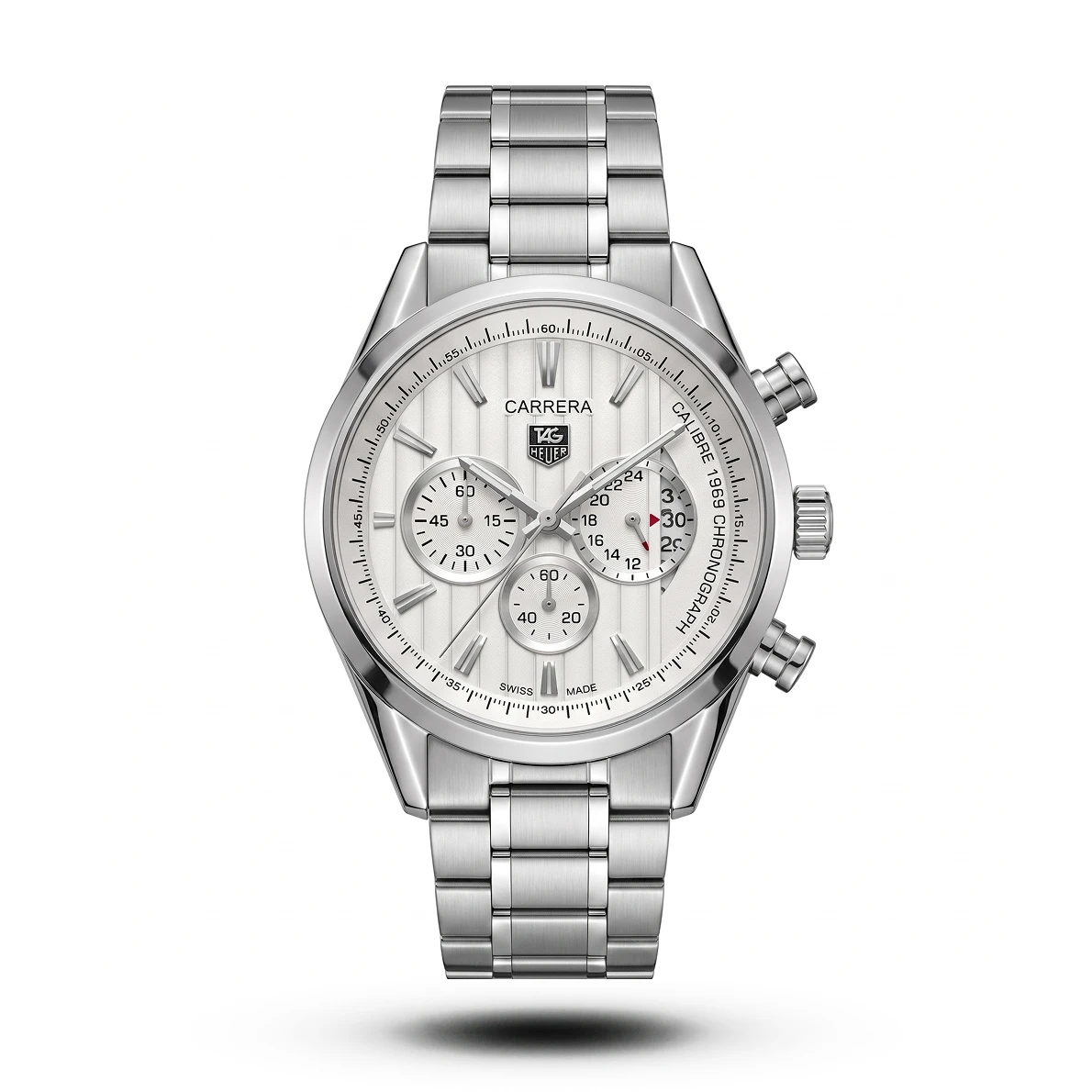 product-f2edc3d7-69d7-412e-b182-0119d6aa07b5.webp Tag Heuer-Style Carrera Calibre 1969 Chronograph Silver Dial Watch - Image 1