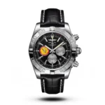 Breitling-Style Chronomat 44 Black Leather Black Dial Watch