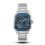 Cartier Santos De Cartier Blue Bezel Blue Dial Steel Watch