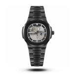 Patek Philippe Inspired Nautilus Skeleton Tourbillon Black Tone Grey Dial Watch