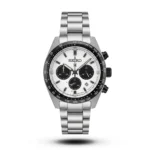 Seiko-Style Prospex Speedtimer Silver Tone Panda Dial Metal Watch