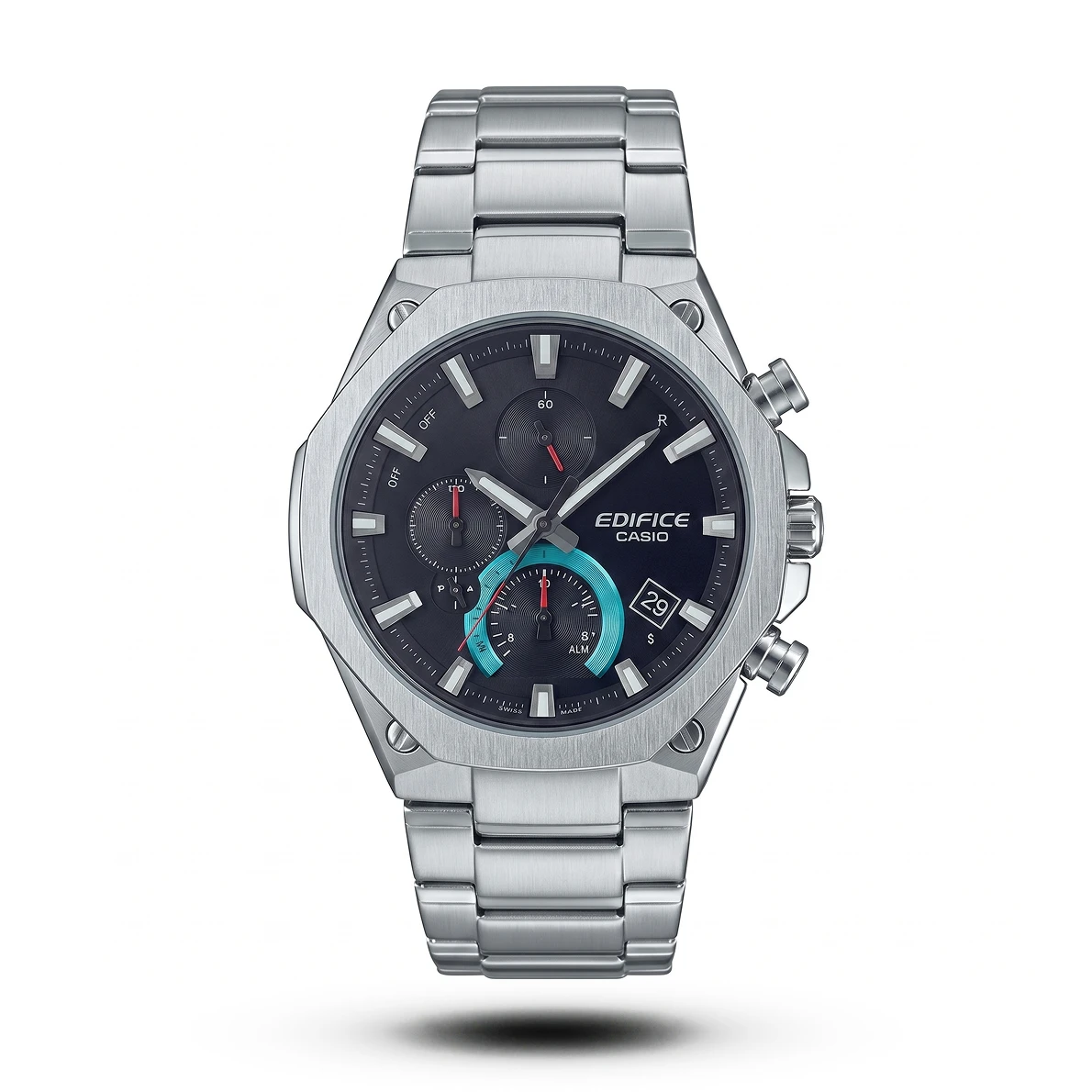 product-fb667db6-02bf-4d3d-a951-63fce65bd184.webp Casio-Style Edifice Slim Octagonal Chronograph Steel Blue Accent Watch - Image 1