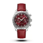 Omega-Style Speedmaster '57 Red Leather Strap Men's Watch