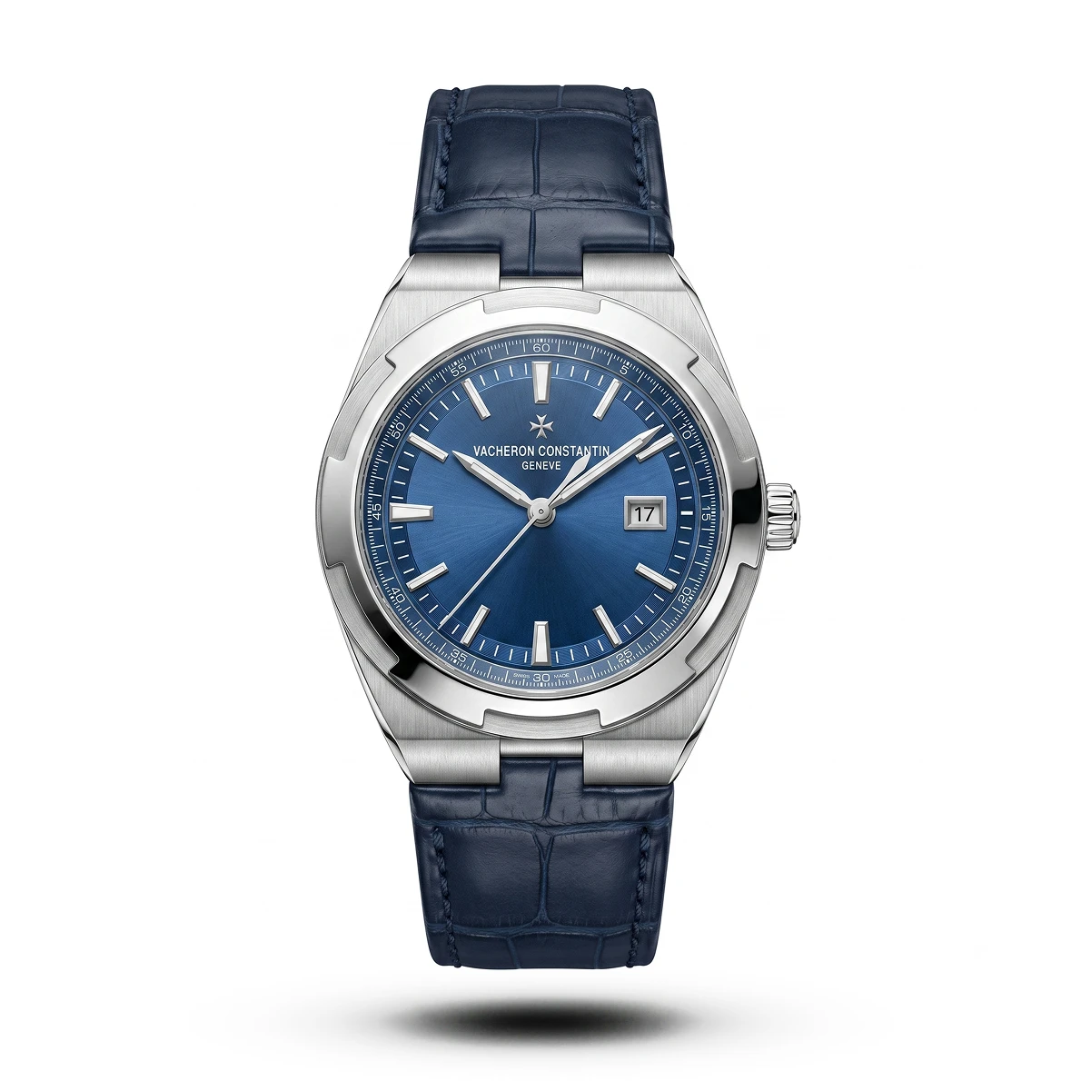 product-fdbf0d06-44a2-4f2f-b0d5-3761570a16e9.webp Vacheron Constantin-Style Overseas Blue Dial Leather Watch - Image 1