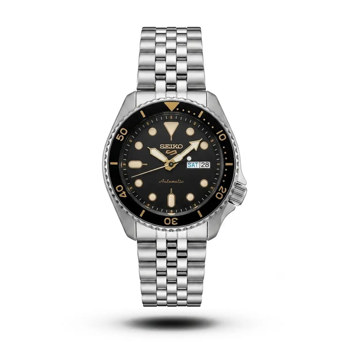 product-feaf31d6-bf11-481e-b548-5f8e53ad9c76.webp Seiko 5 Sports Diver Vintage Black Dial Gold Accent Watch - Image 1