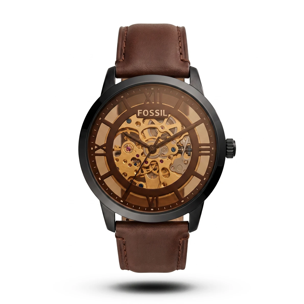 product-feb0c00c-5759-41cd-a059-b65b2ff527be.webp Fossil-Style Townsman Automatic Black Tone Brown Leather Watch - Image 1