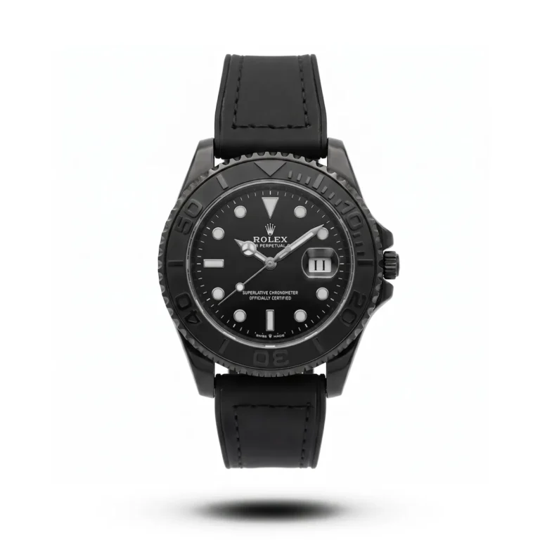 Rolex-inspired Titanflow Marine Edge watch, black bezel, black dial and black strap