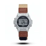 Casio Style Steelridge Urban Guard Silver Bezel Black Dial Cream Color Belt