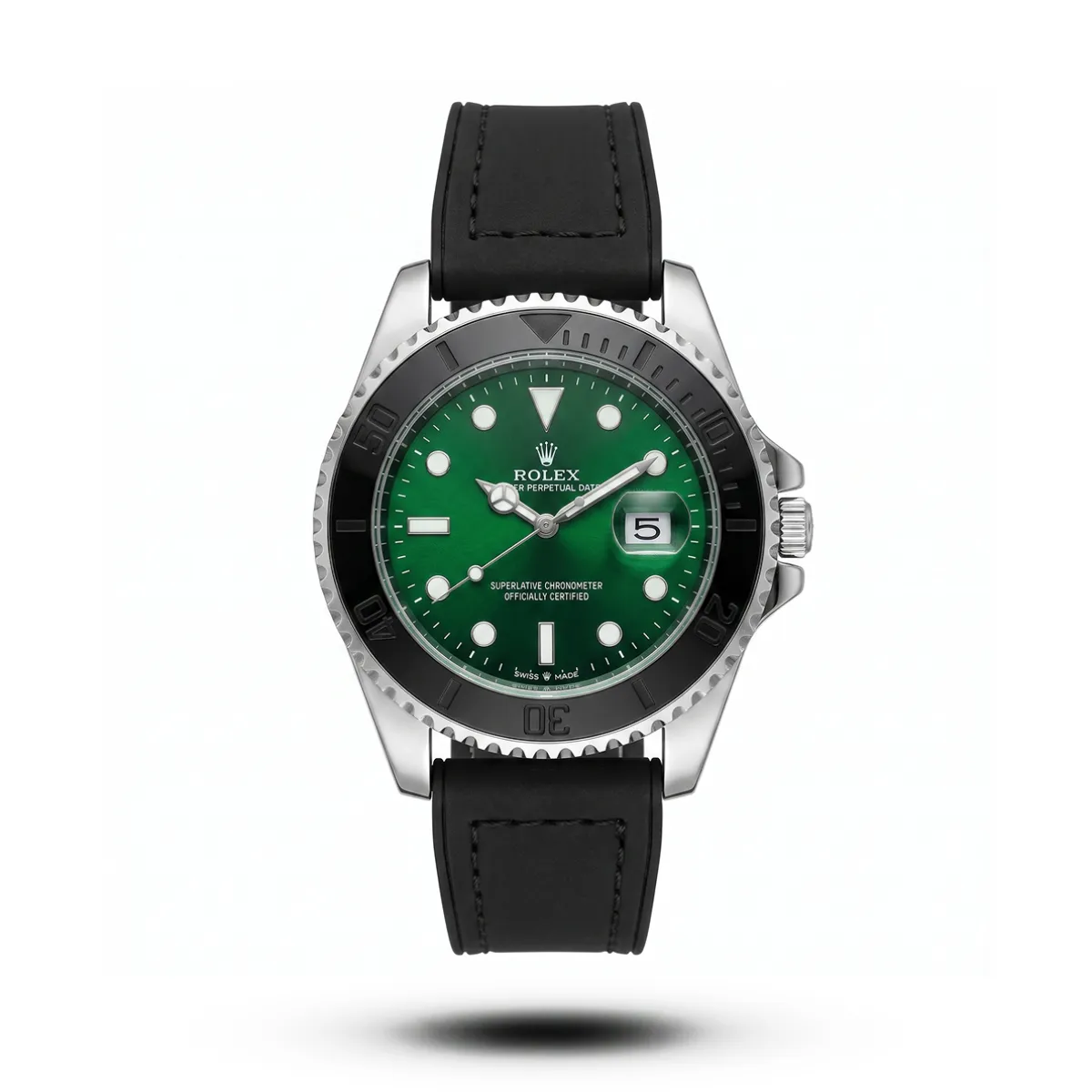 1200w-2.webp Rolex-inspired Titanflow Marine Edge watch, black bezel, green dial and black strap