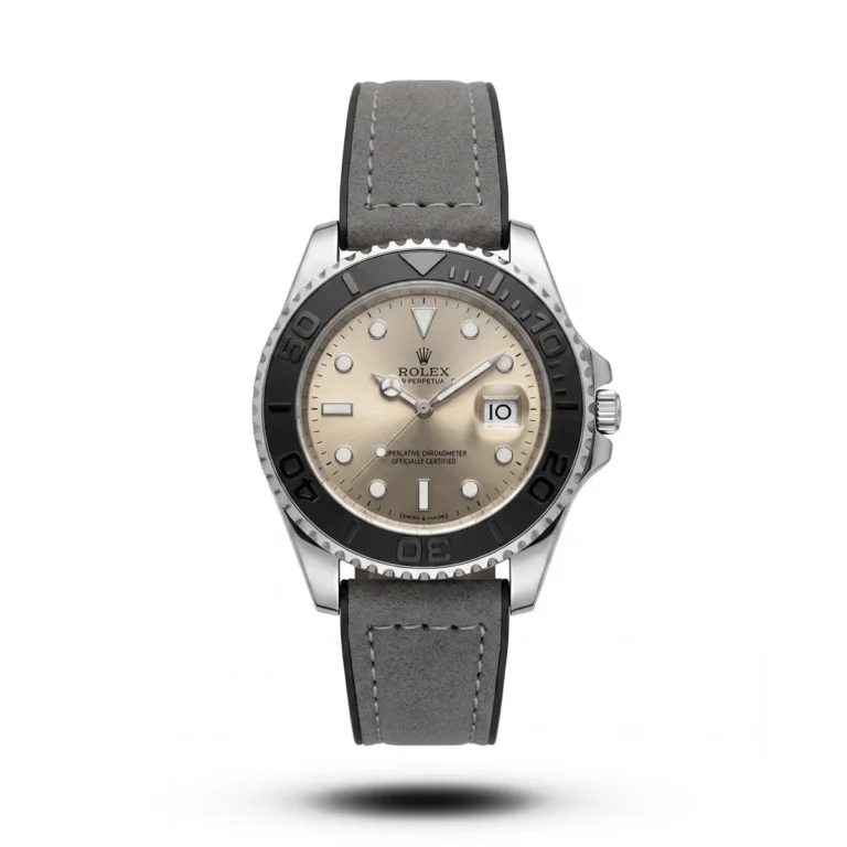 Rolex-inspired Titanflow Marine Edge watch, black bezel, grey dial and charcoal strap