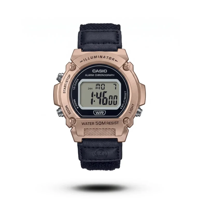 Casio-style Steelridge Urban Guard watch, bronze bezel, black dial and black strap