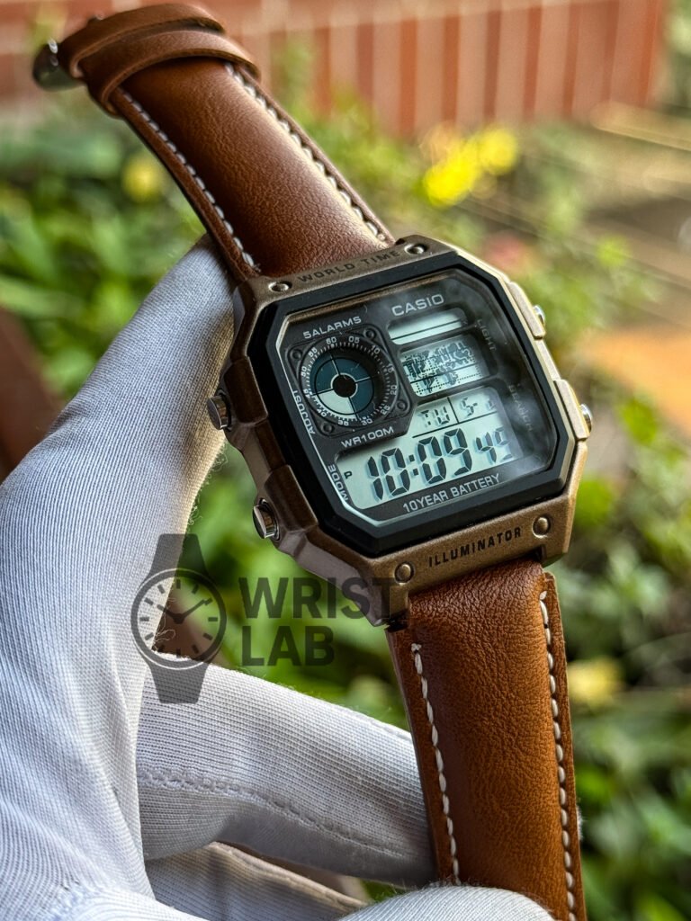 Casio Style Royale Biscuit Leather Bronze Case