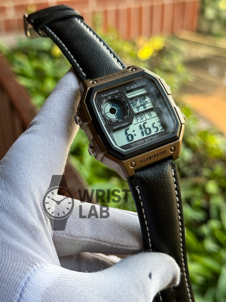 Casio Style Royale Black Leather Bronze Case