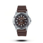 Casio-Style Oceantrail Deepwave – Silver Bezel Brown Dial Brown Strap