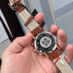 Patek Philippe Moon Phase Chrono brown Leather two tone Watch - Image 4