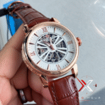Patek Philippe Skeleton Roman brown Leather rose gold tone Watch - Image 2