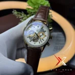 TAG Heuer Carrera Chrono brown Leather white dial gold tone Watch | AA Grade Inspired - Image 5
