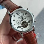 Patek Philippe Grand Calendar Open-Heart Perpetual brown Leather silver tone Watch - Image 4