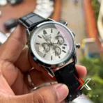 TAG Heuer Carrera Chrono Tri-Compax black belt silver case white dial Watch - Image 2