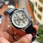 TAG Heuer Carrera Chrono Tri-Compax black belt silver case white dial Watch - Image 4