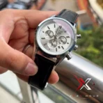 TAG Heuer Carrera Chrono Tri-Compax black belt silver case white dial Watch - Image 5